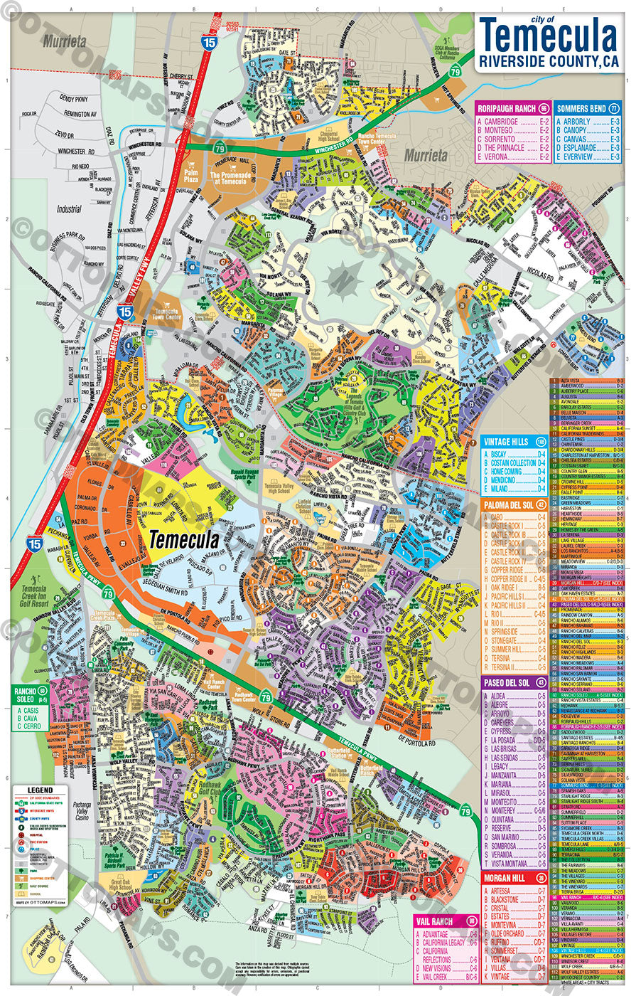 Temecula Map, Riverside County - POSTER PRINTS