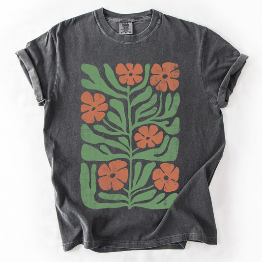 Terracotta Flower Botanical, Vintage Boho, Nature, Comfort Colors T-Shirt