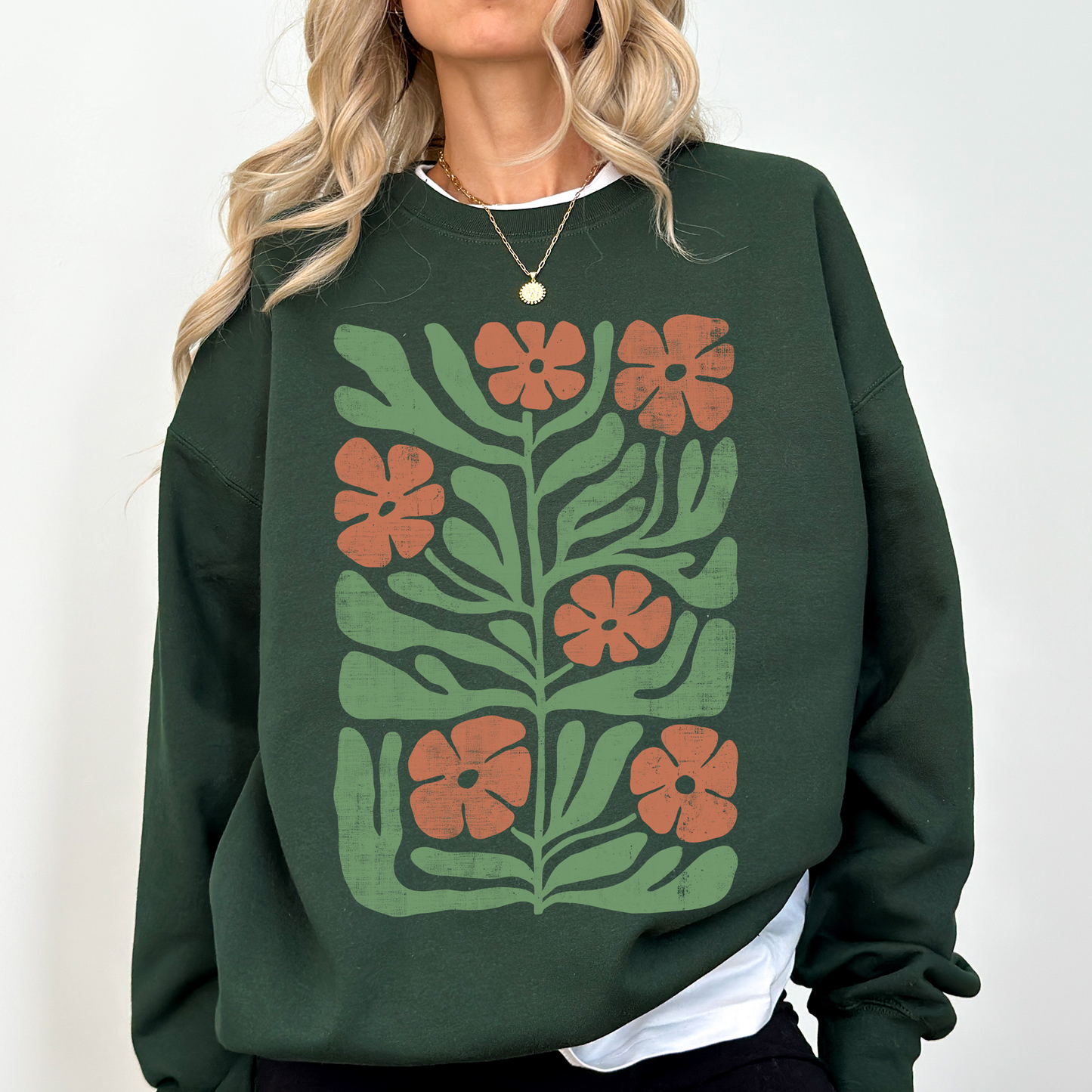 Terracotta Flower Botanical, Vintage Boho, Nature Sweatshirt