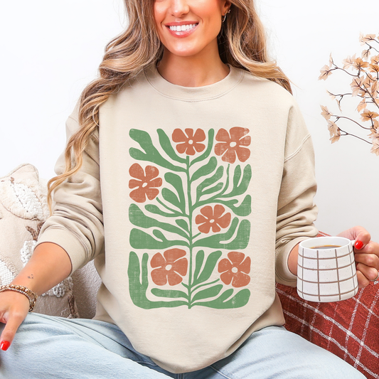 Terracotta Flower Botanical, Vintage Boho, Nature Sweatshirt