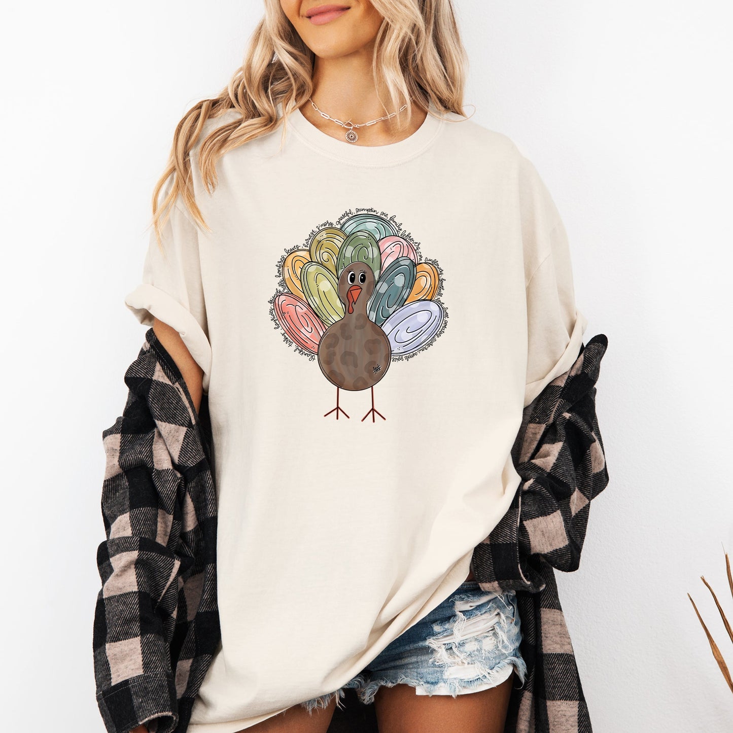 Thanksgiving Turkey, Cute, Autumn, Words Tshirt Comfort Colors T-Shirt