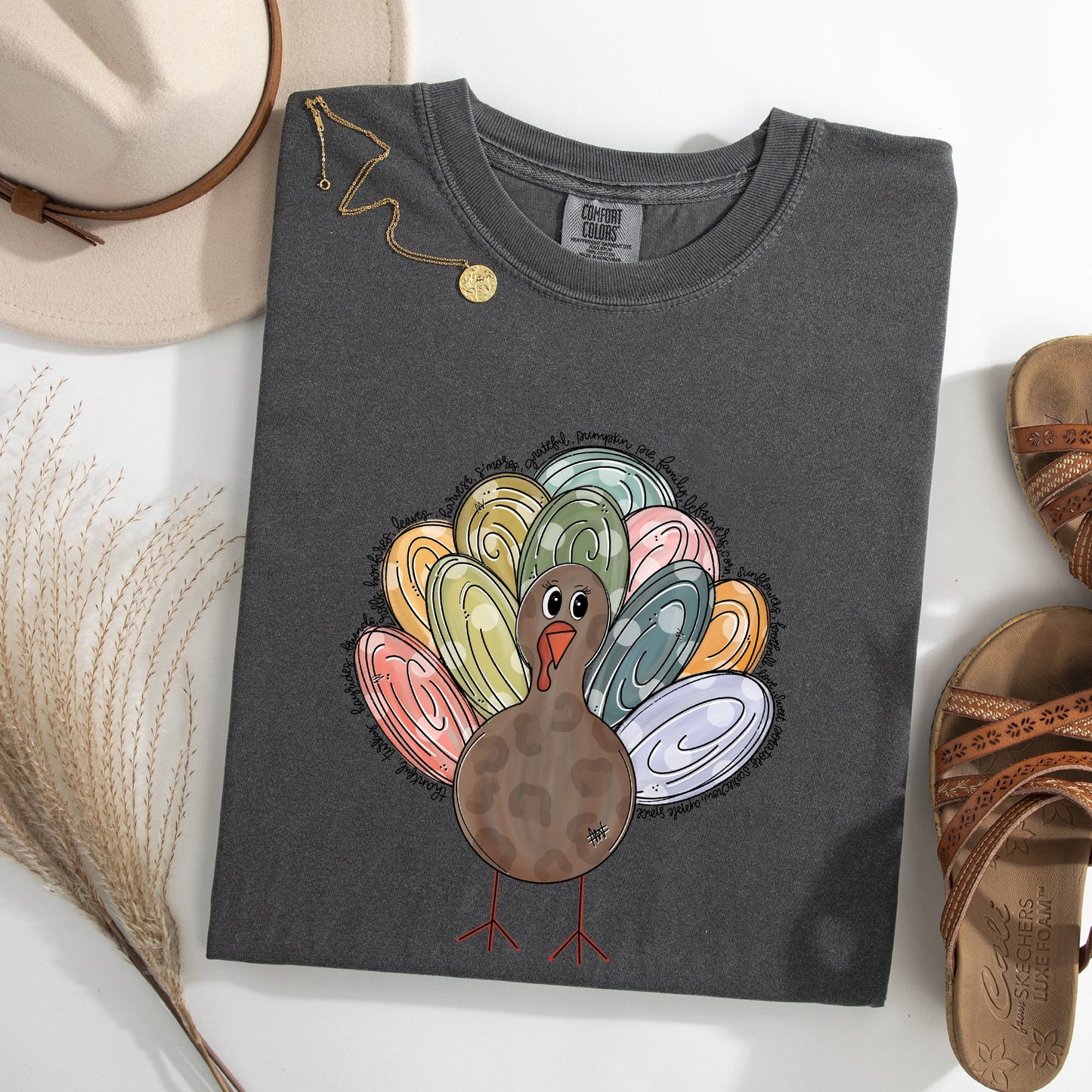 Thanksgiving Turkey, Cute, Autumn, Words Tshirt Comfort Colors T-Shirt