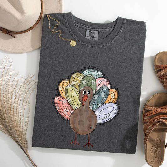 Thanksgiving Turkey, Cute, Autumn, Words Tshirt Comfort Colors T-Shirt