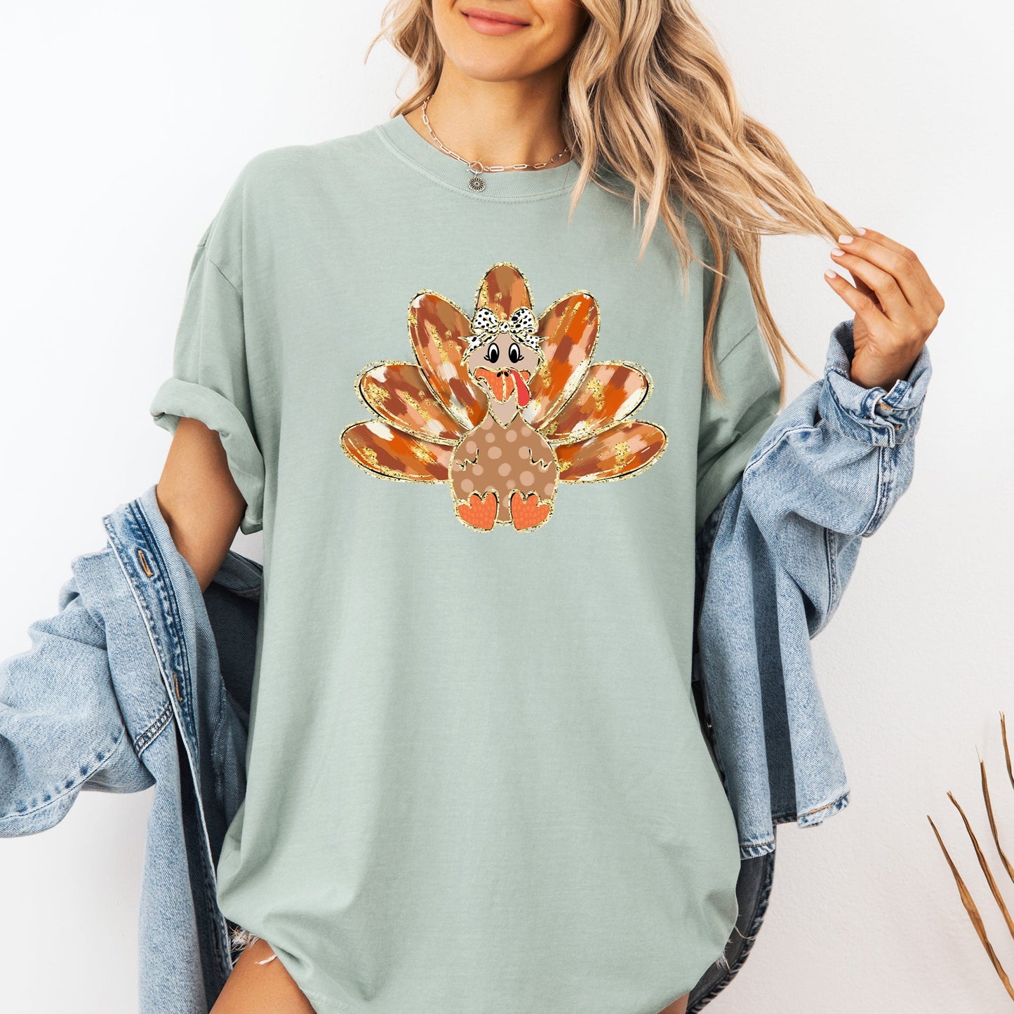 Thanksgiving Turkey, Orange, Cute, Painted, Autumn, Fall Tshirt Comfort Colors T-Shirt