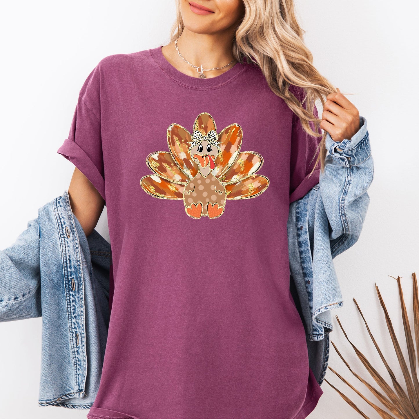 Thanksgiving Turkey, Orange, Cute, Painted, Autumn, Fall Tshirt Comfort Colors T-Shirt
