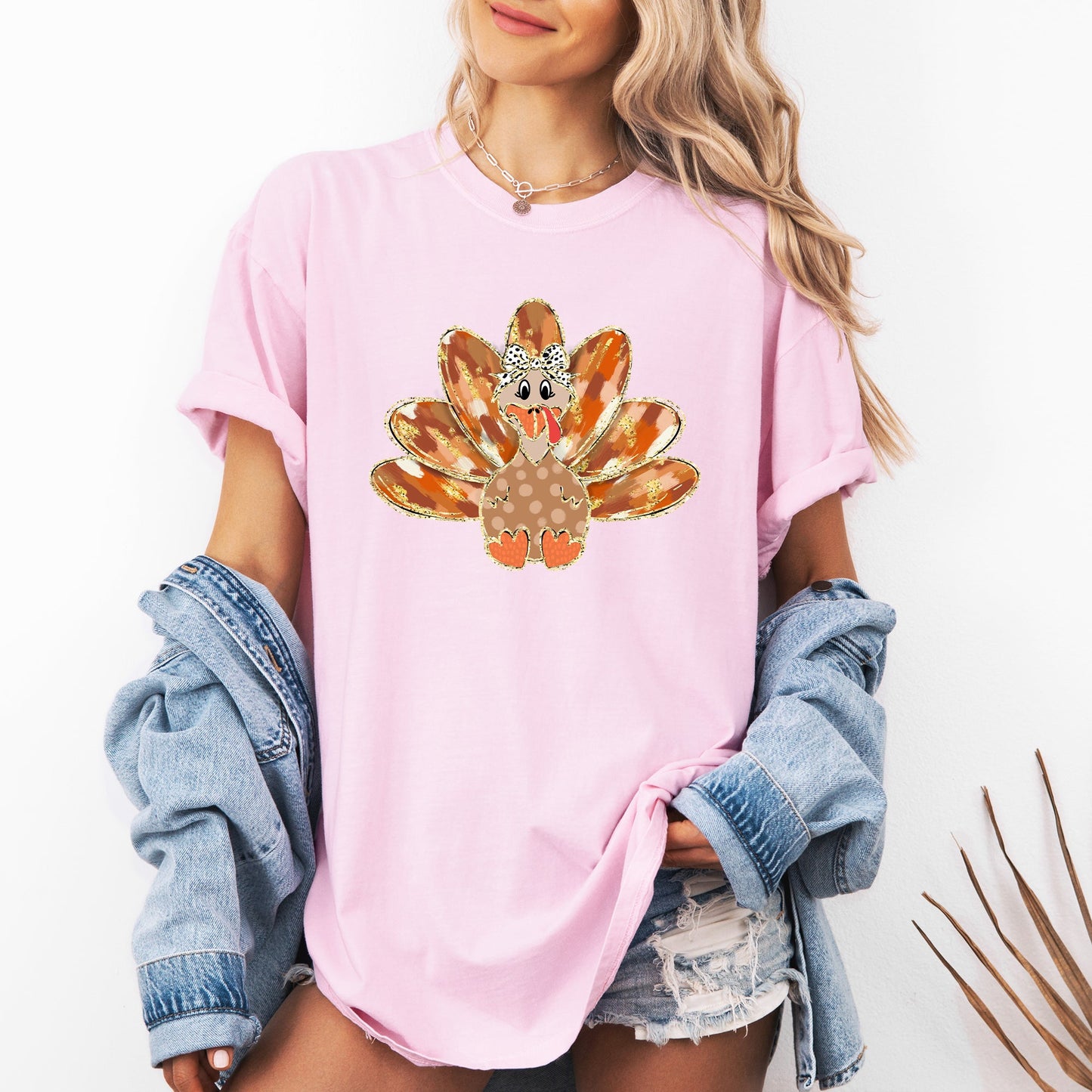 Thanksgiving Turkey, Orange, Cute, Painted, Autumn, Fall Tshirt Comfort Colors T-Shirt