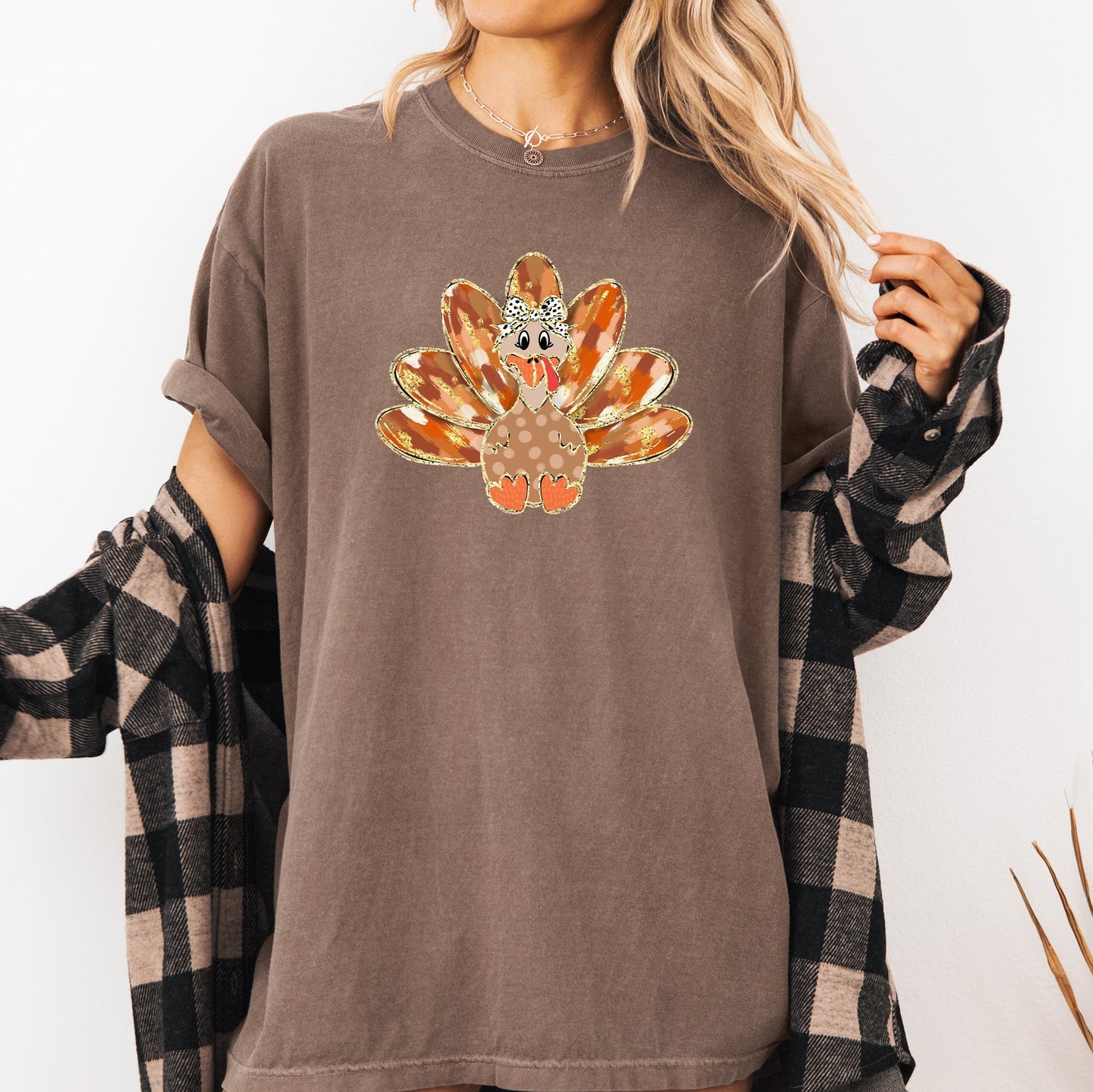 Thanksgiving Turkey, Orange, Cute, Painted, Autumn, Fall Tshirt Comfort Colors T-Shirt
