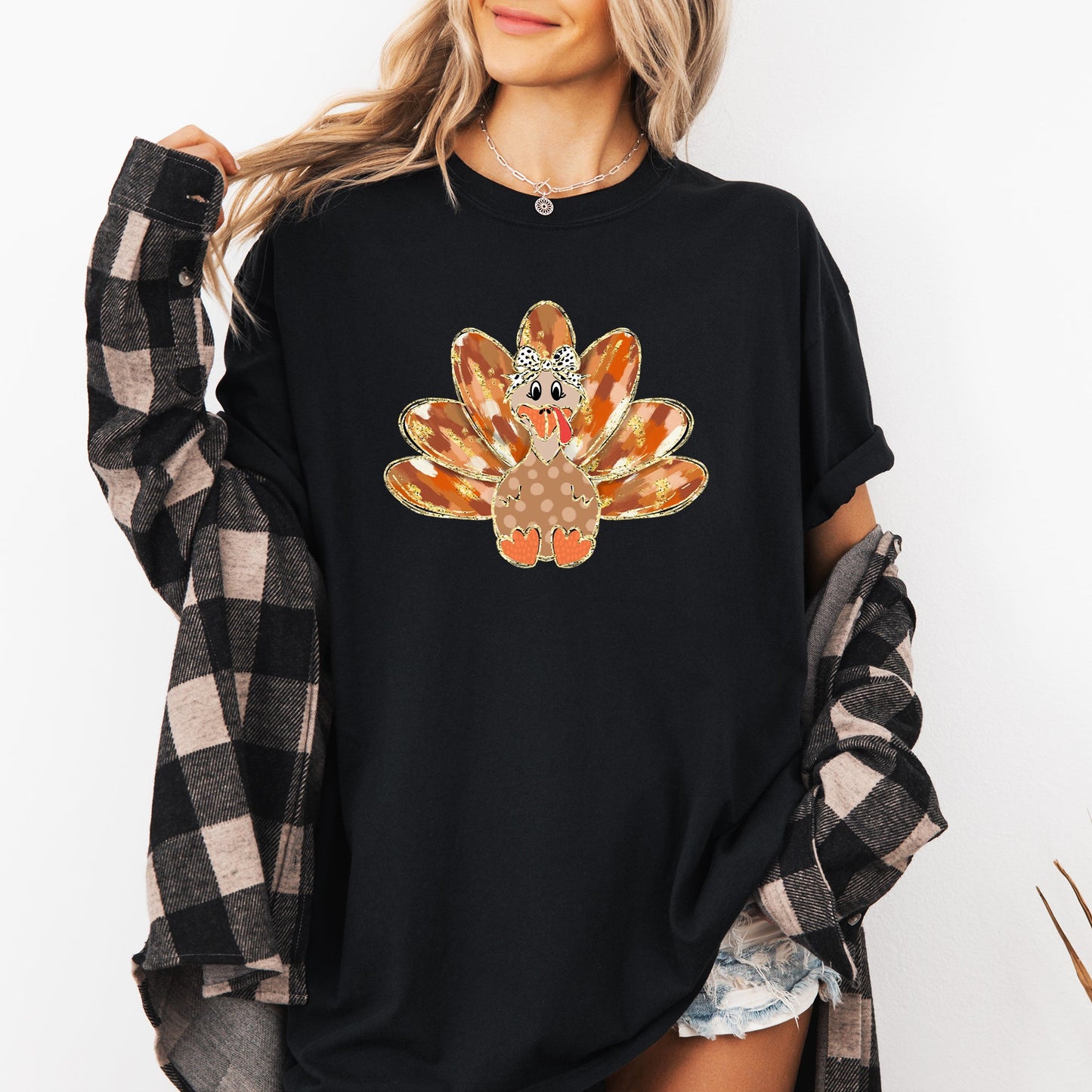 Thanksgiving Turkey, Orange, Cute, Painted, Autumn, Fall Tshirt Comfort Colors T-Shirt