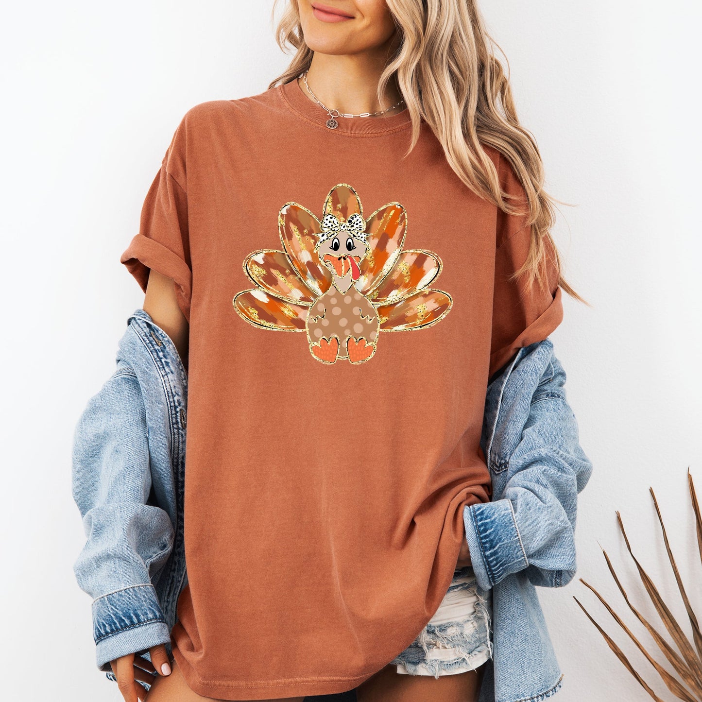 Thanksgiving Turkey, Orange, Cute, Painted, Autumn, Fall Tshirt Comfort Colors T-Shirt