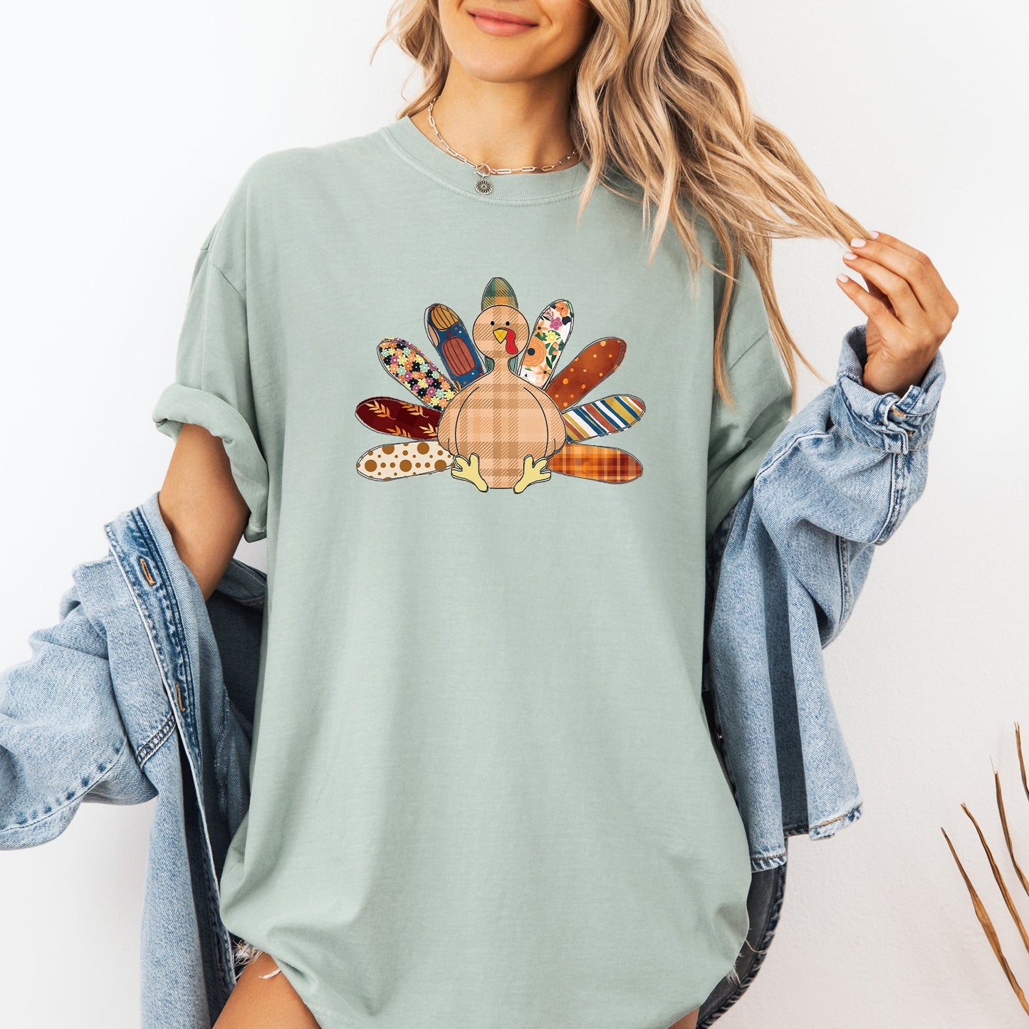 Thanksgiving Turkey, Plaid, Cute, Autumn, Patterns Tshirt Comfort Colors T-Shirt