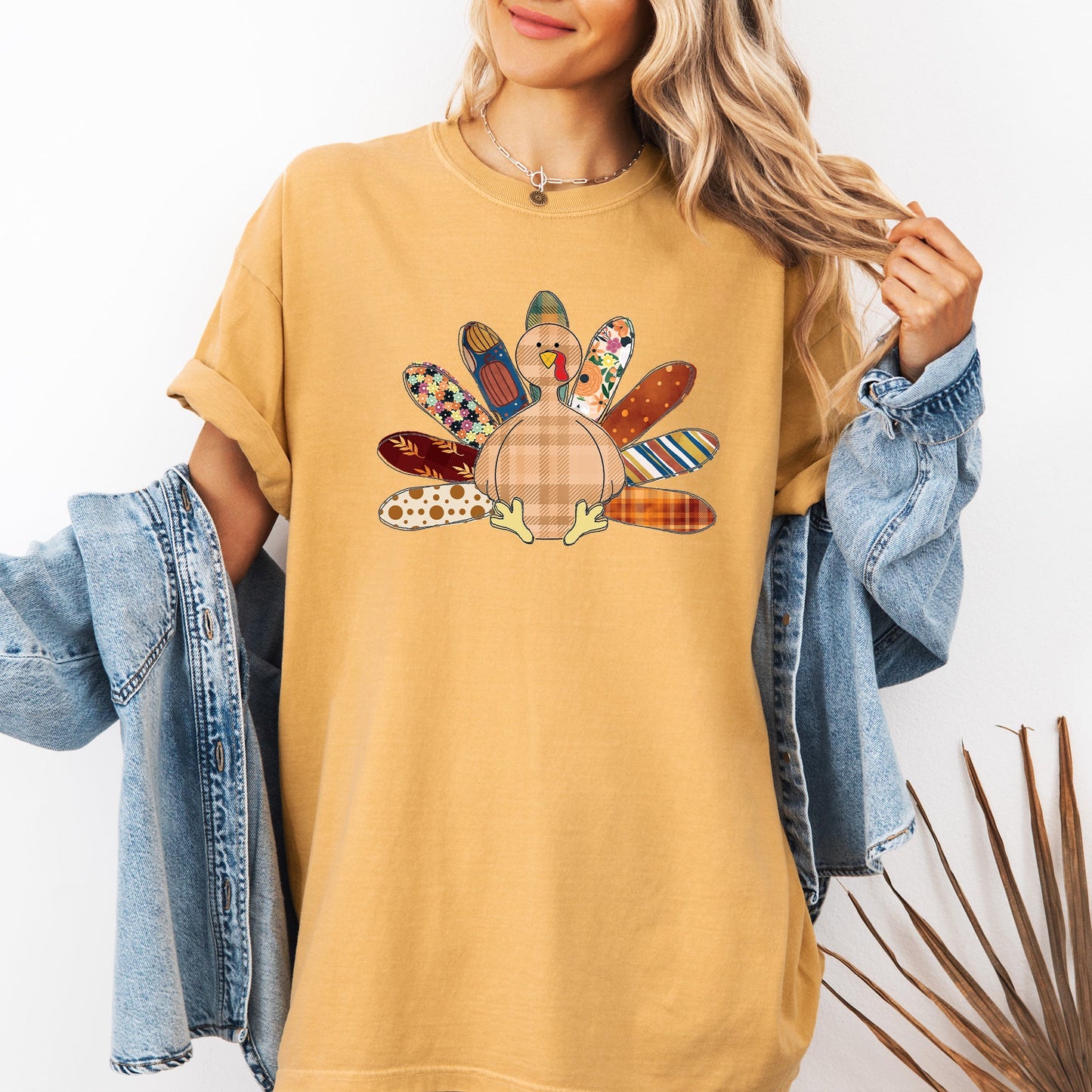 Thanksgiving Turkey, Plaid, Cute, Autumn, Patterns Tshirt Comfort Colors T-Shirt