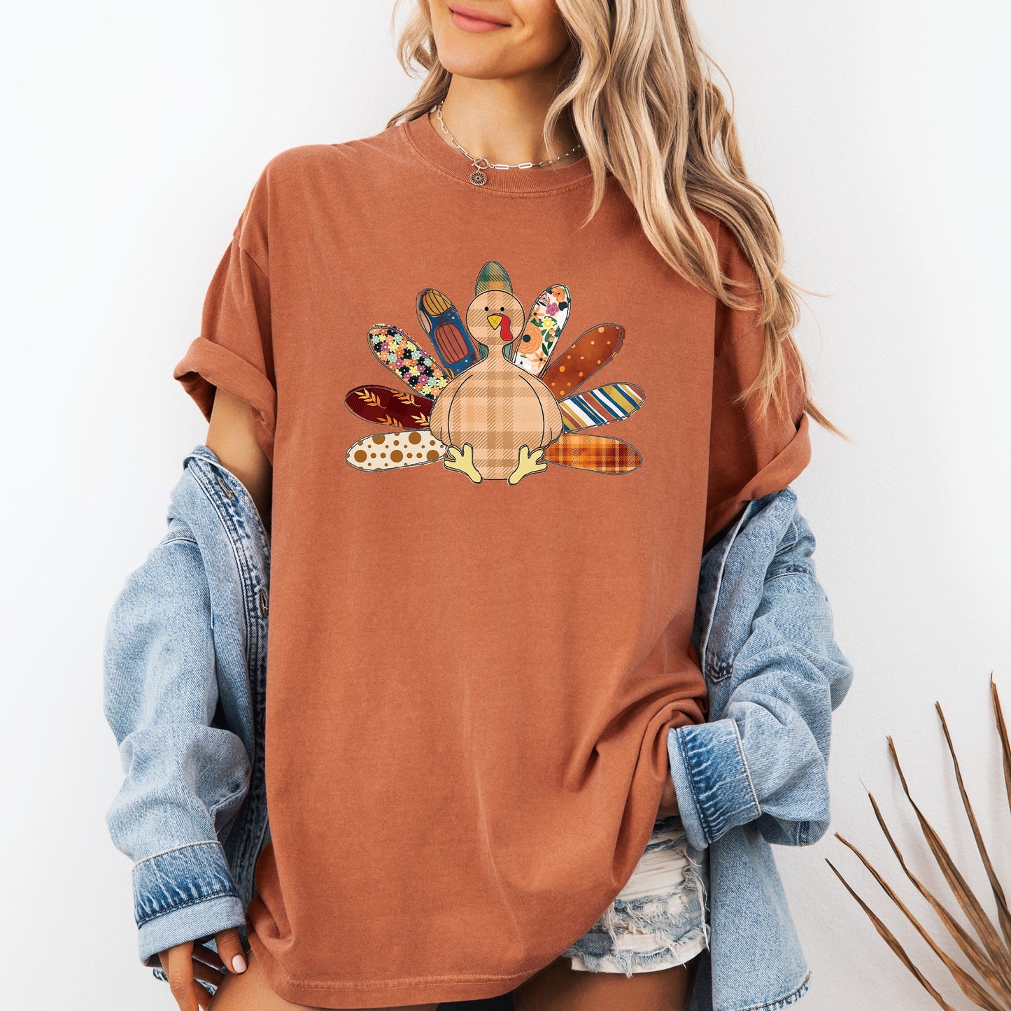 Thanksgiving Turkey, Plaid, Cute, Autumn, Patterns Tshirt Comfort Colors T-Shirt