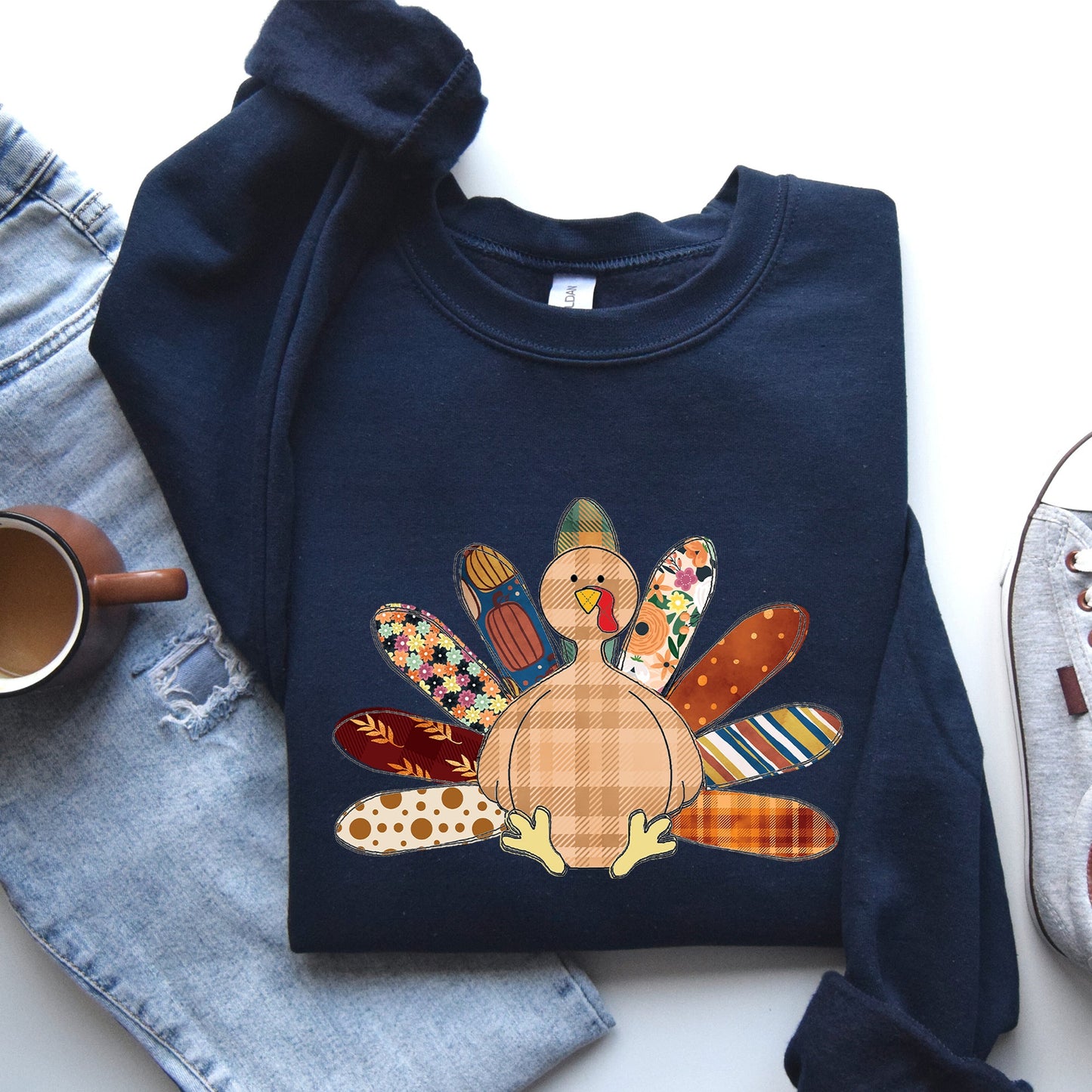 Thanksgiving Turkey, Plaid, Cute, Autumn, Patterns Sweatshirt