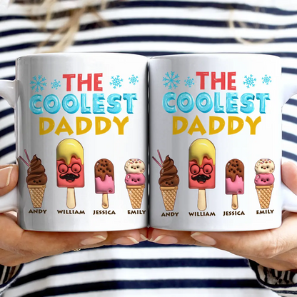 The Coolest Pop Funny 3D Effect Cartoon Ice Cream - Personalized Custom Mug - Gift for Dad, Papa, Grandpa, Daddy, Dada