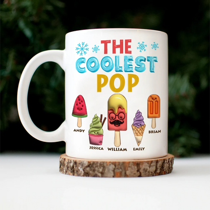 The Coolest Pop Funny 3D Effect Cartoon Ice Cream - Personalized Custom Mug - Gift for Dad, Papa, Grandpa, Daddy, Dada