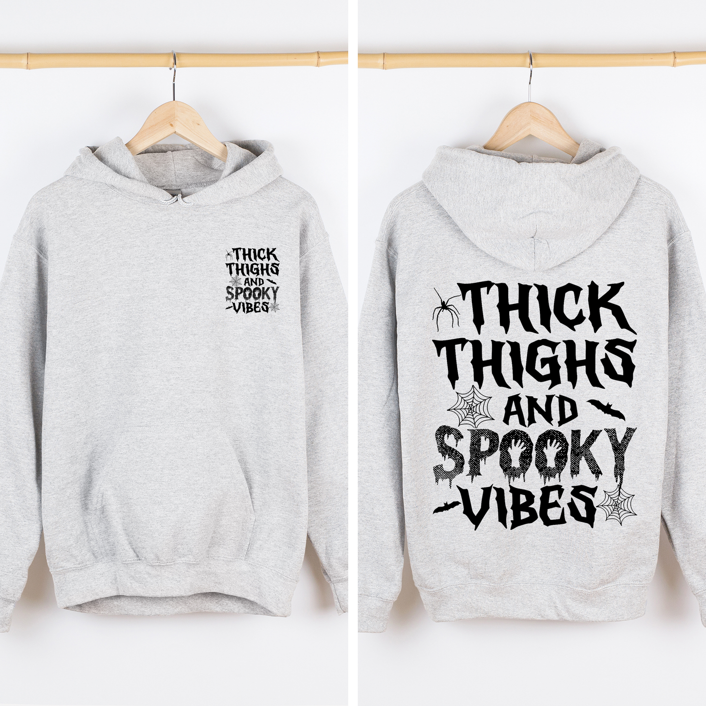 Thick Thighs Spooky Vibes, Front and Back, Halloween Hoodie, Fall Hoodie, Halloween Shirt, Spooky Season, Graphic Hoodie, Hooded Sweatshirt