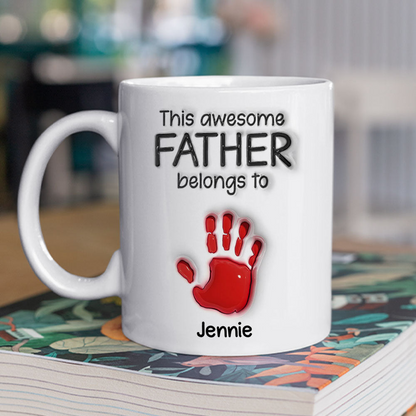 This Awesome Grandpa Belongs To - 3D Effect Personalized Custom Mug - Gift for Dad, Papa, Grandpa, Daddy, Dada