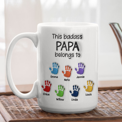 This Awesome Dad Grandpa Belongs To - 3D Effect Personalized Custom Mug - Gift for Dad, Papa, Grandpa, Daddy, Dada
