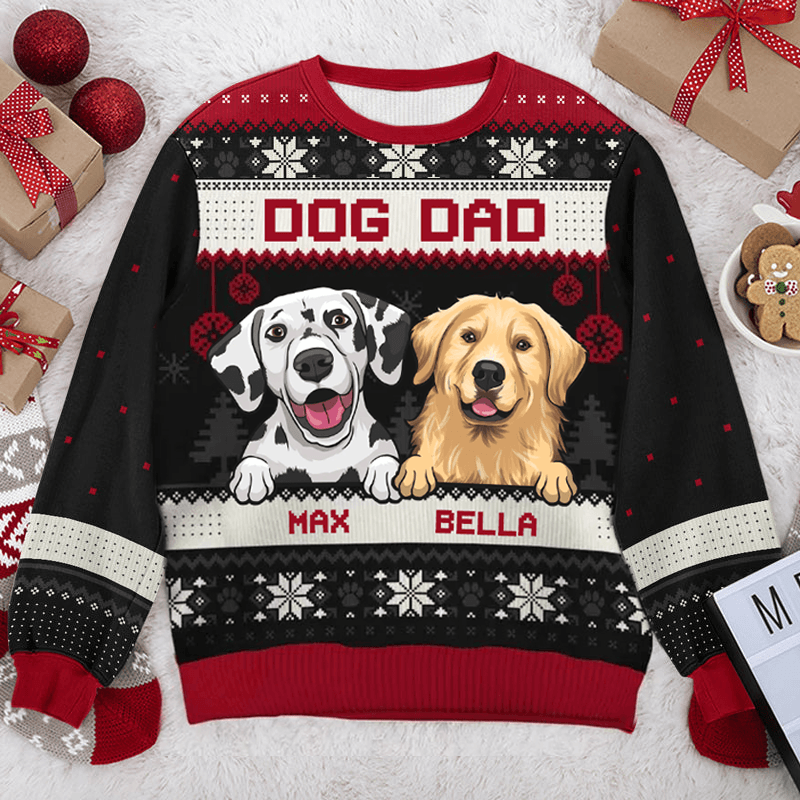 Best Dog Mom Dog Dad Ever - Custom Ugly Sweater - Personalized Christmas Gifts For Dog Owners & Lovers | Sweatshirt