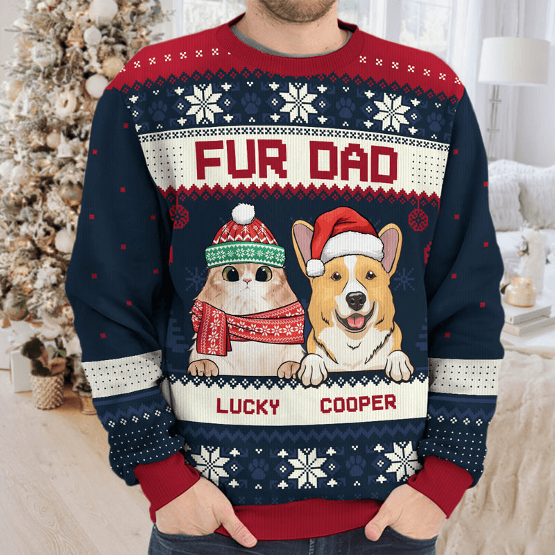 Best Fur Mom Fur Dad Ever - Custom Photo Ugly Sweater - Personalized Christmas Gift For Pet Owners | Dog & Cat Lovers | Sweatshirt