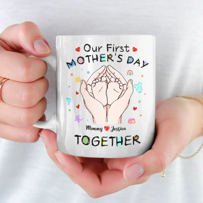 Tiny Toes, Big Love - Personalized Custom Mug - First Mother's Day, Gift For First Mom, Newborn Baby