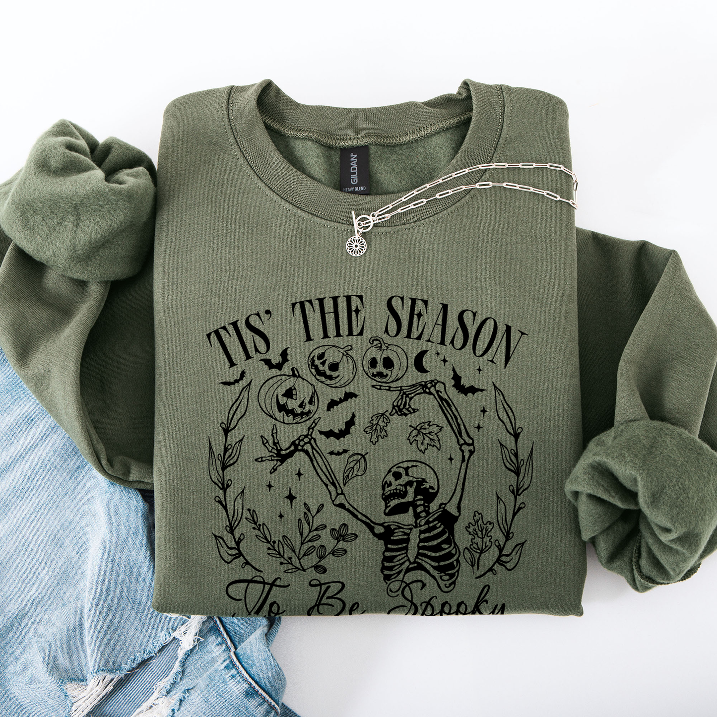 Tis The Season To Be Spooky, Retro, Classic, Halloween, Skeleton Sweatshirt