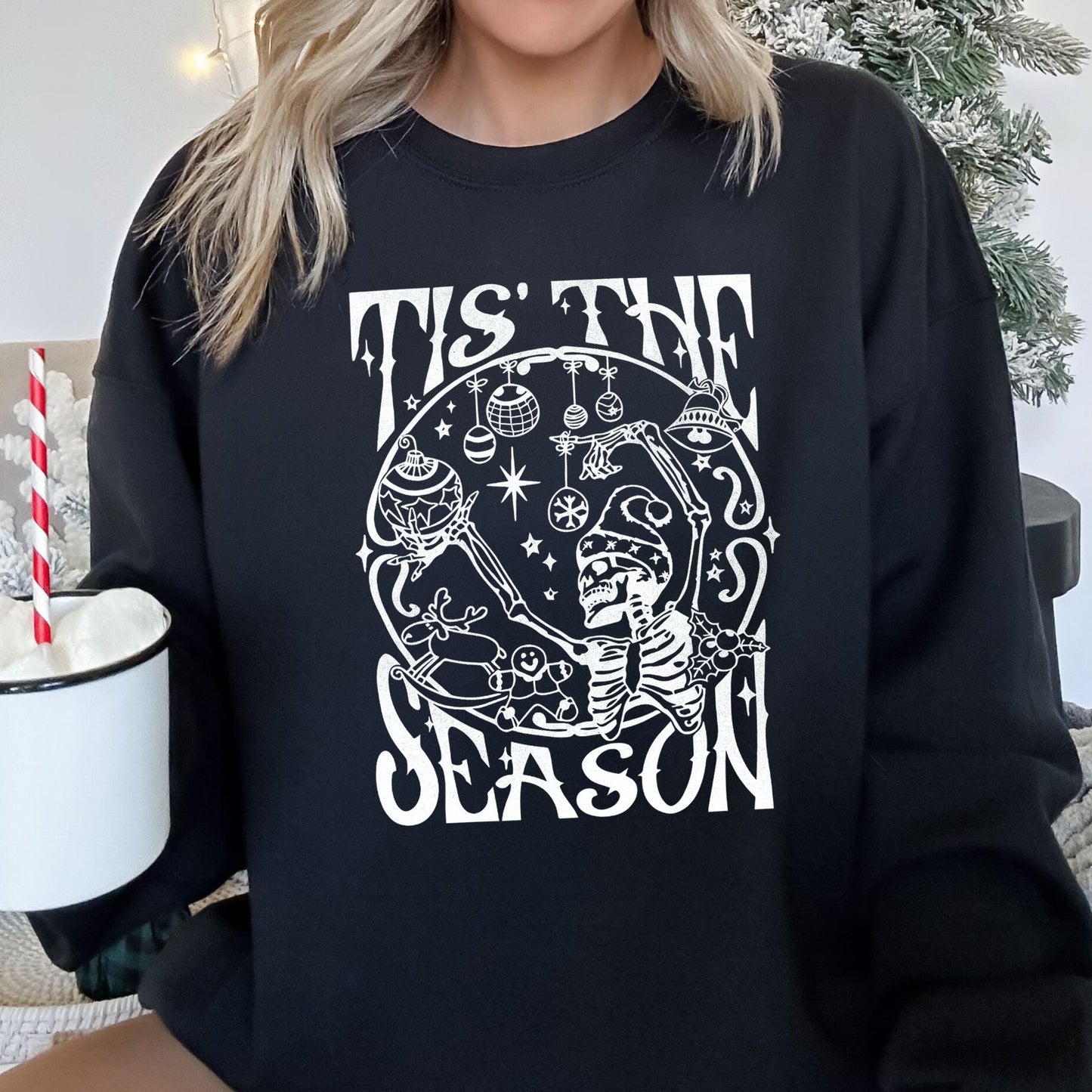 Tis The Season, Christmas Skeleton Jolly Sweatshirt