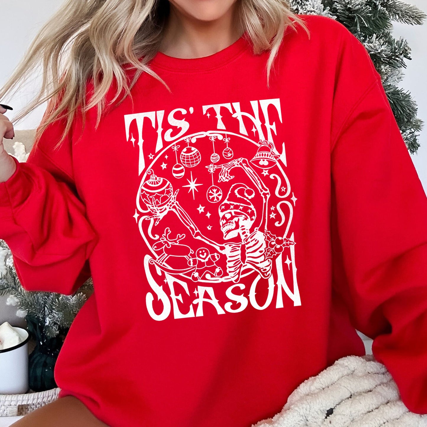 Tis The Season, Christmas Skeleton Jolly Sweatshirt