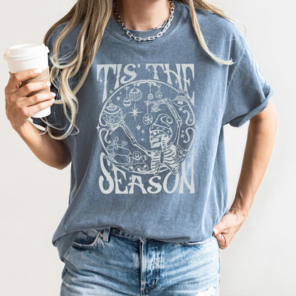 Tis The Season, Christmas Skeleton, Jolly, Dancing, Retro, Comfort Colors Tshirt