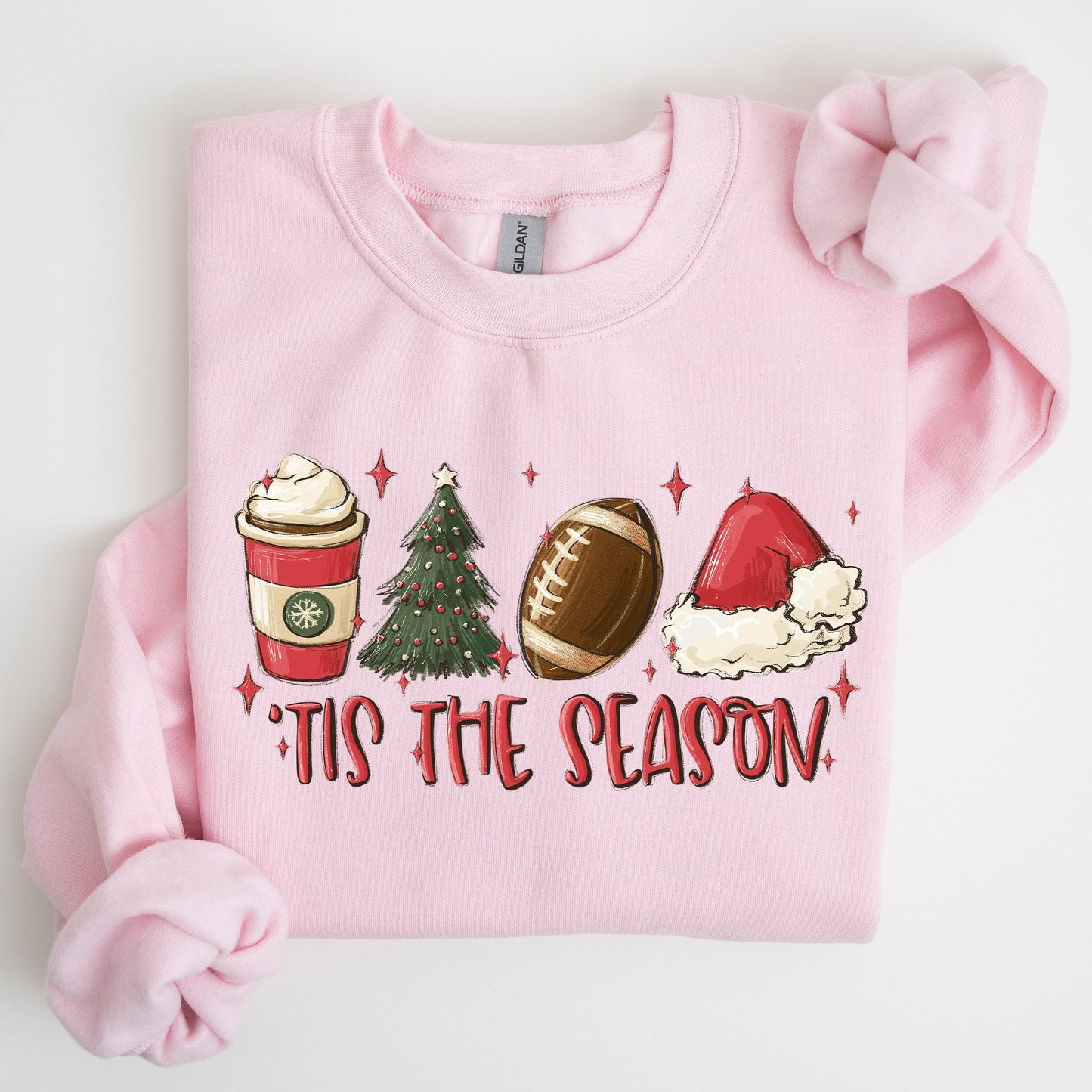 Tis The Season, Christmas, Football, Santa, Tree, Coffee, Winter, Xmas Sweatshirt