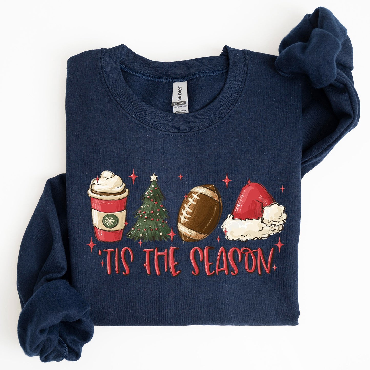 Tis The Season, Christmas, Football, Santa, Tree, Coffee, Winter, Xmas Sweatshirt