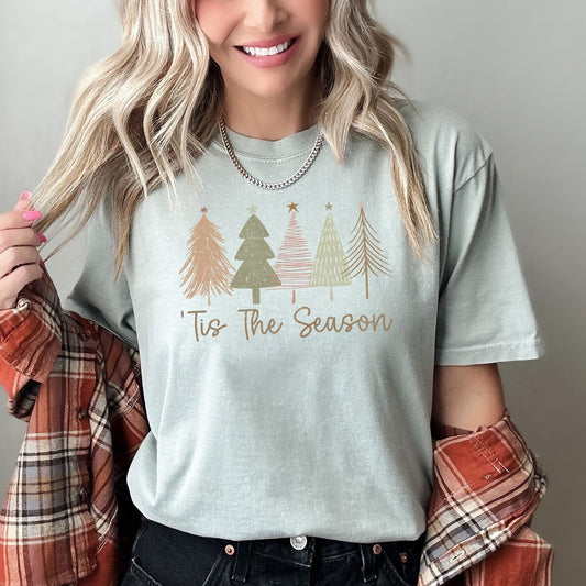Tis The Season, Doodle Christmas Trees, Pastels, Gorgeous, Comfort Colors Tshirt
