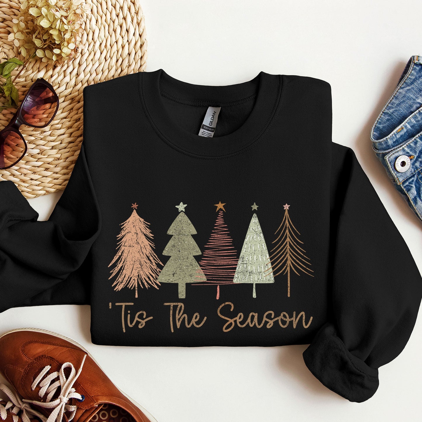 Tis The Season, Doodle Christmas Trees, Pastels, Gorgeous Sweatshirt