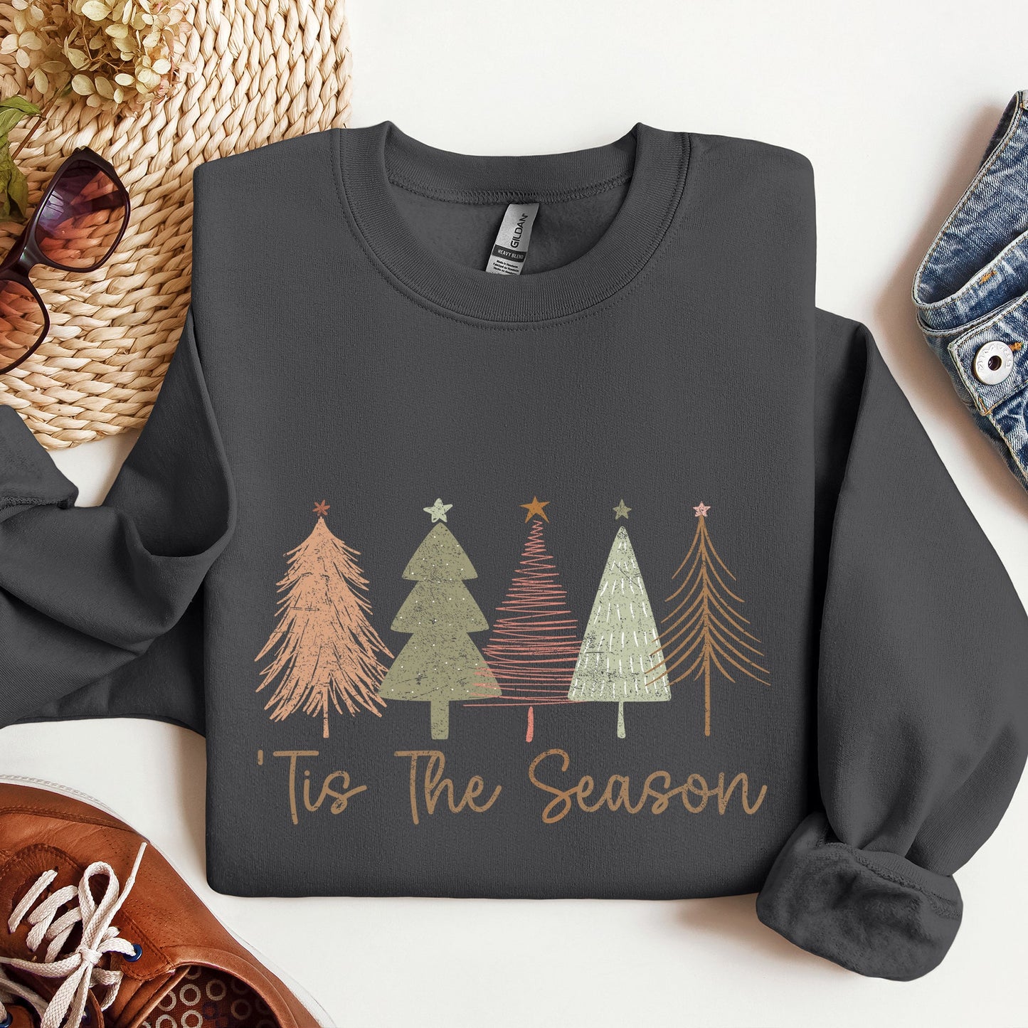 Tis The Season, Doodle Christmas Trees, Pastels, Gorgeous Sweatshirt