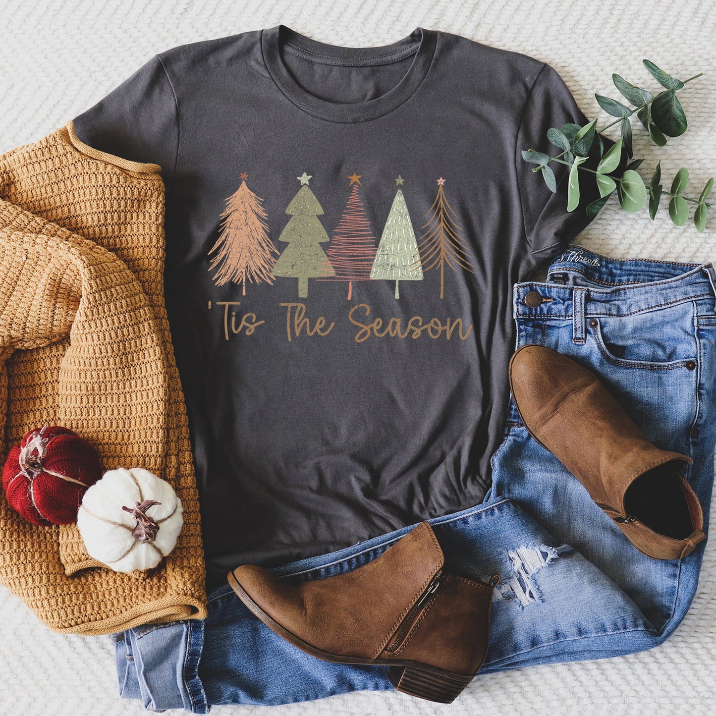 Tis The Season, Doodle Christmas Trees, Pastels, Gorgeous Super Soft Tees