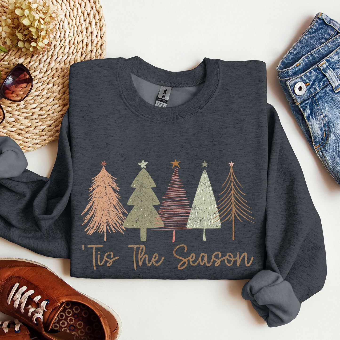 Tis The Season, Doodle Christmas Trees, Pastels, Gorgeous Sweatshirt