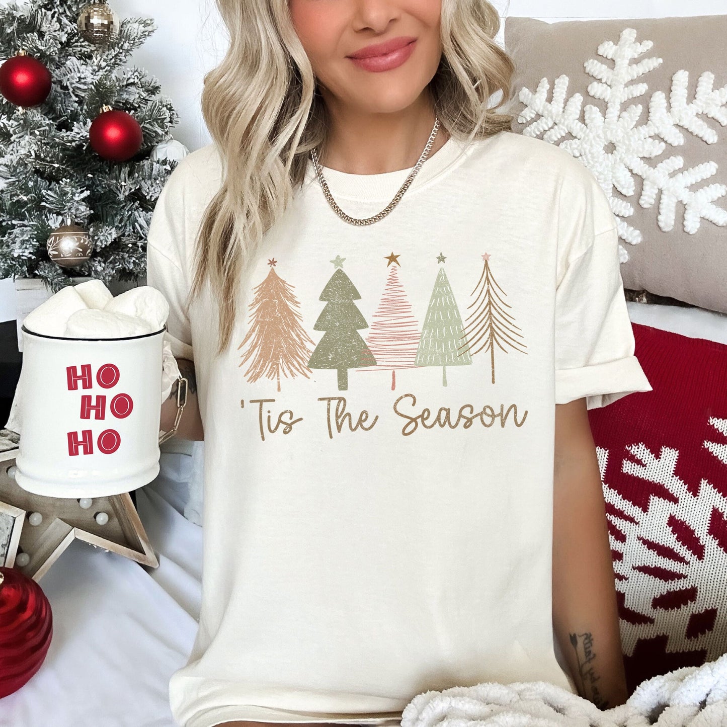 Tis The Season, Doodle Christmas Trees, Pastels, Gorgeous, Comfort Colors Tshirt