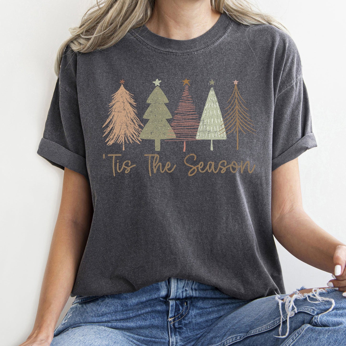 Tis The Season, Doodle Christmas Trees, Pastels, Gorgeous, Comfort Colors Tshirt