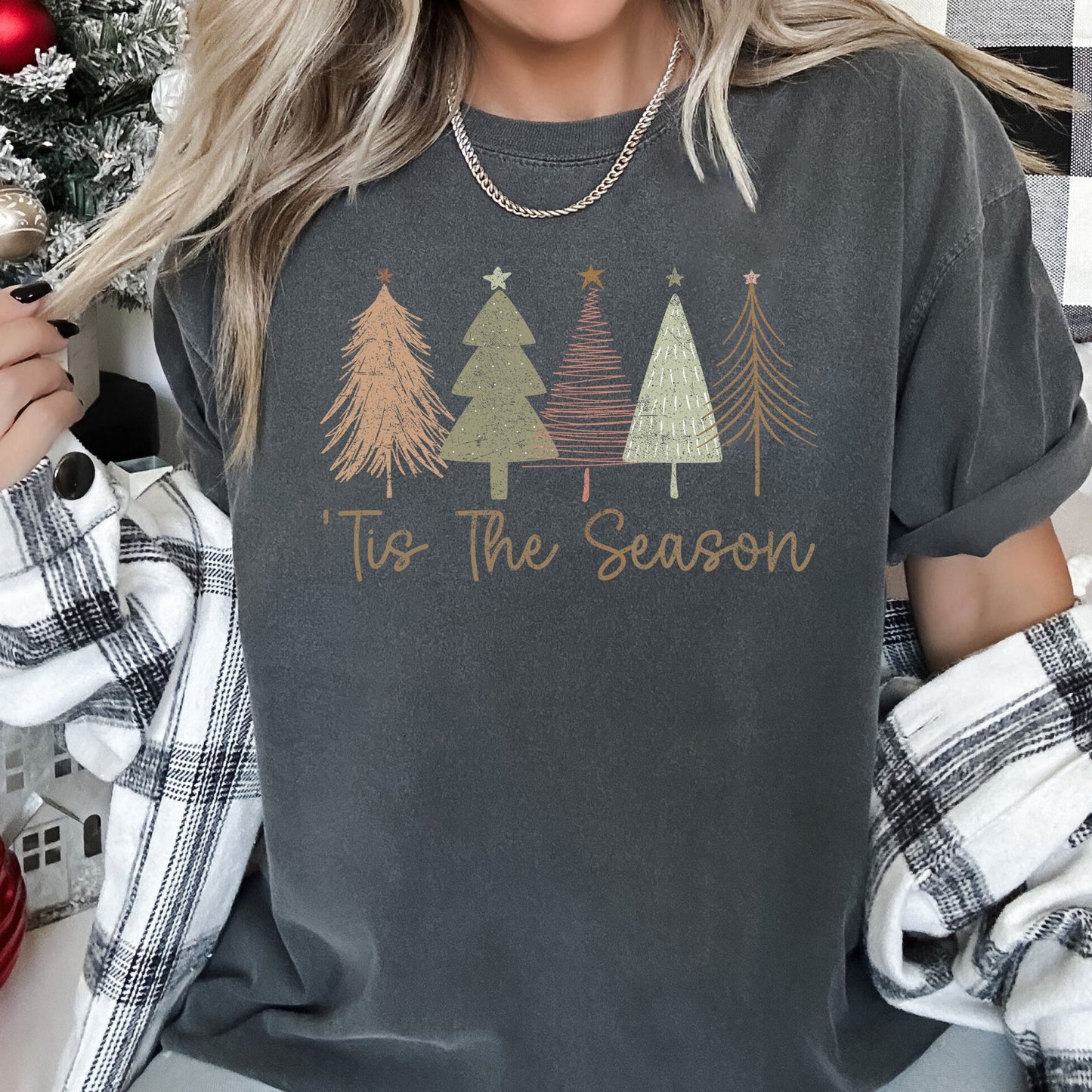 Tis The Season, Doodle Christmas Trees, Pastels, Gorgeous, Comfort Colors Tshirt