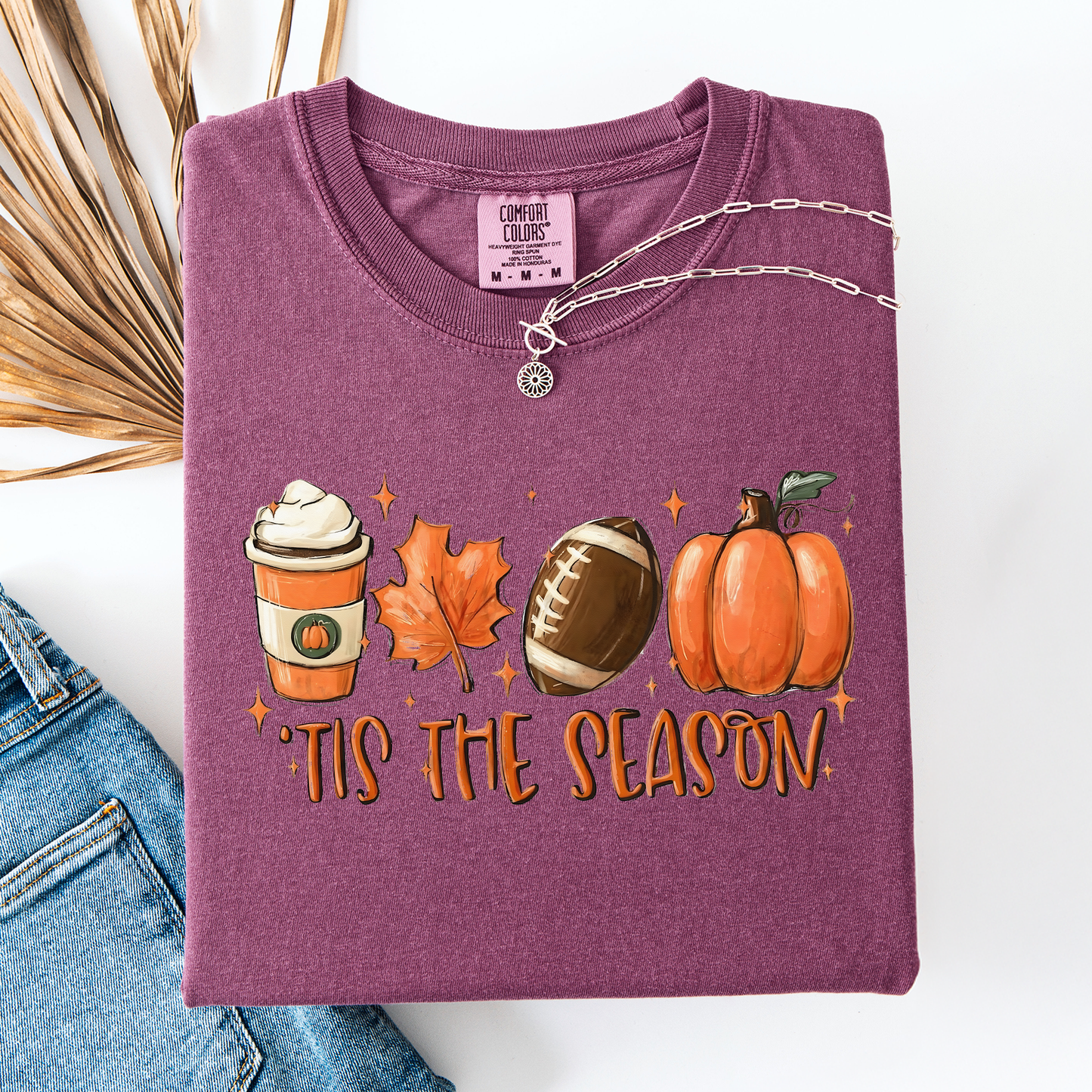Tis The Season, Football, Game Day, Pumpkin, Coffee, Autumn, Fall, Comfort Colors T-Shirt
