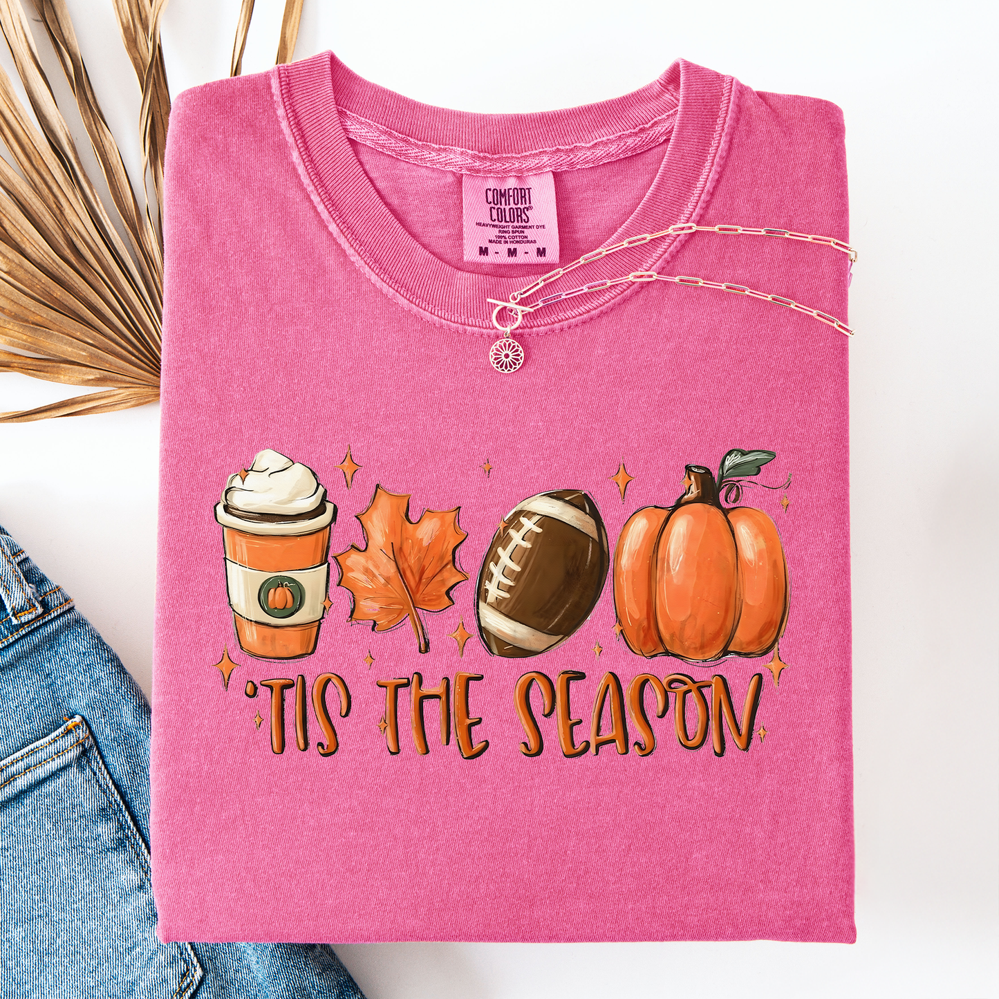 Tis The Season, Football, Game Day, Pumpkin, Coffee, Autumn, Fall, Comfort Colors T-Shirt