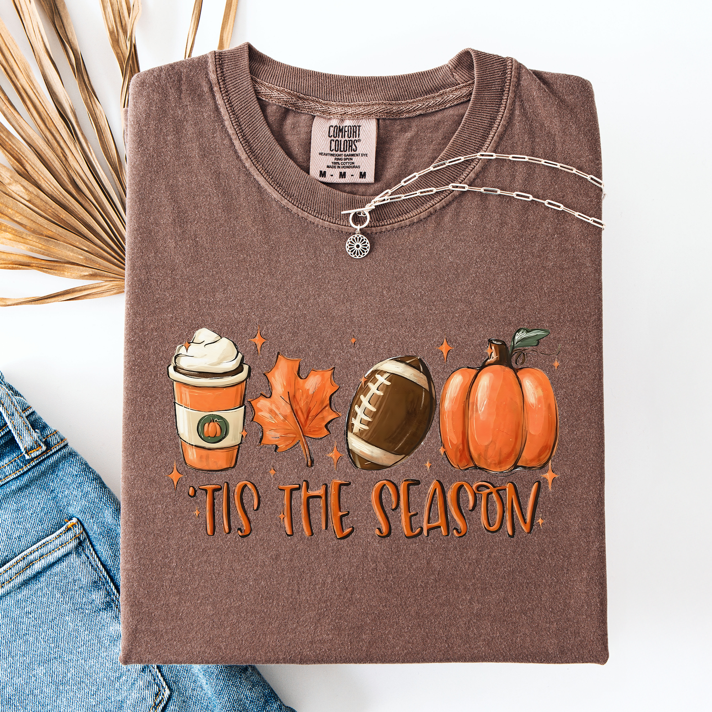 Tis The Season, Football, Game Day, Pumpkin, Coffee, Autumn, Fall, Comfort Colors T-Shirt