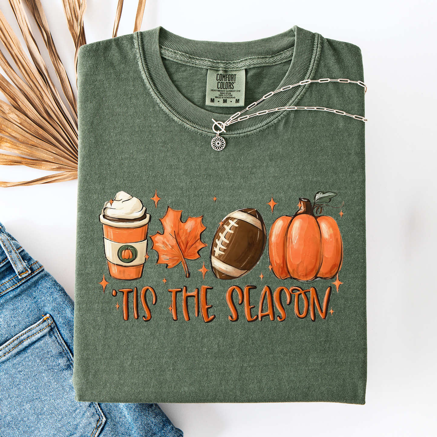 Tis The Season, Football, Game Day, Pumpkin, Coffee, Autumn, Fall, Comfort Colors T-Shirt