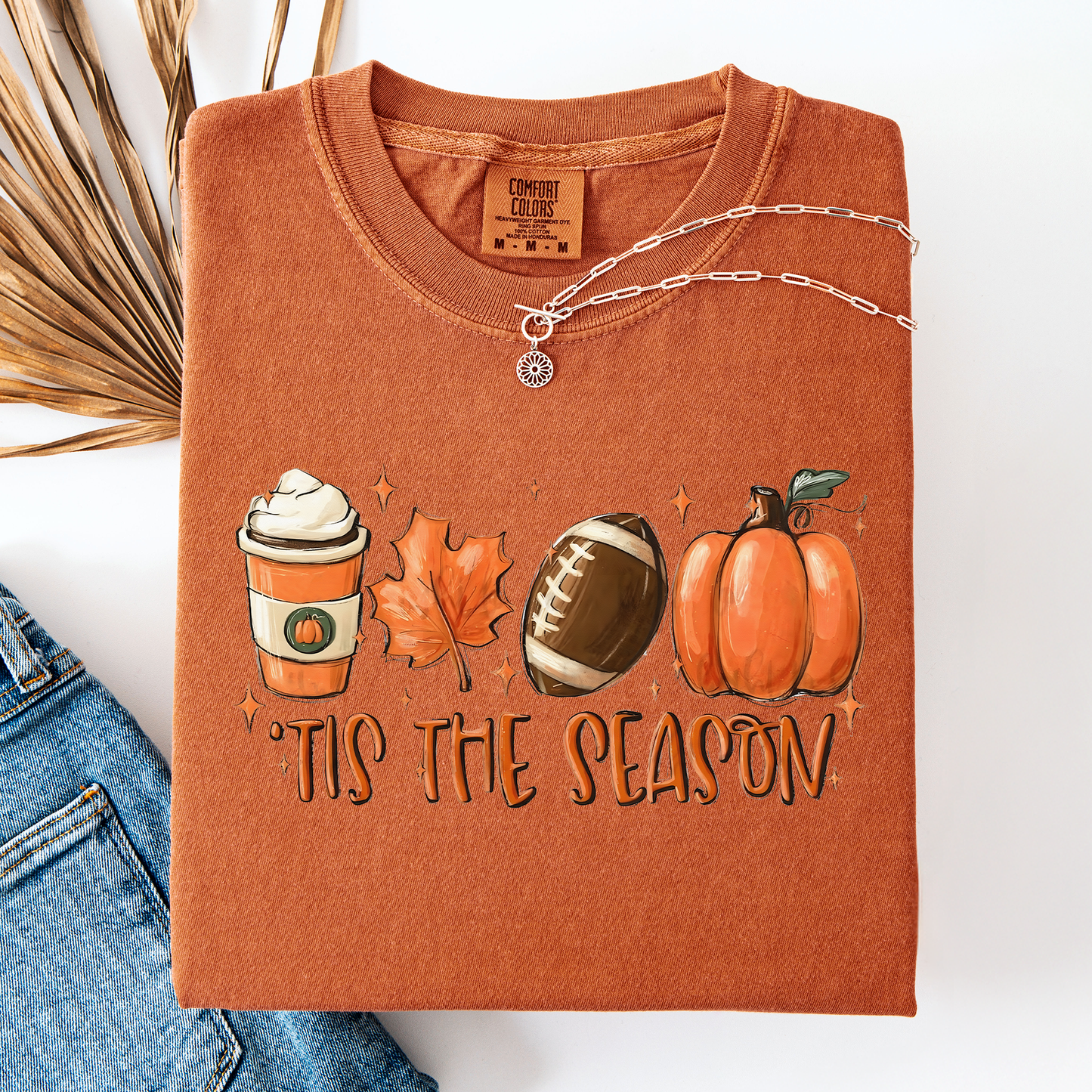 Tis The Season, Football, Game Day, Pumpkin, Coffee, Autumn, Fall, Comfort Colors T-Shirt
