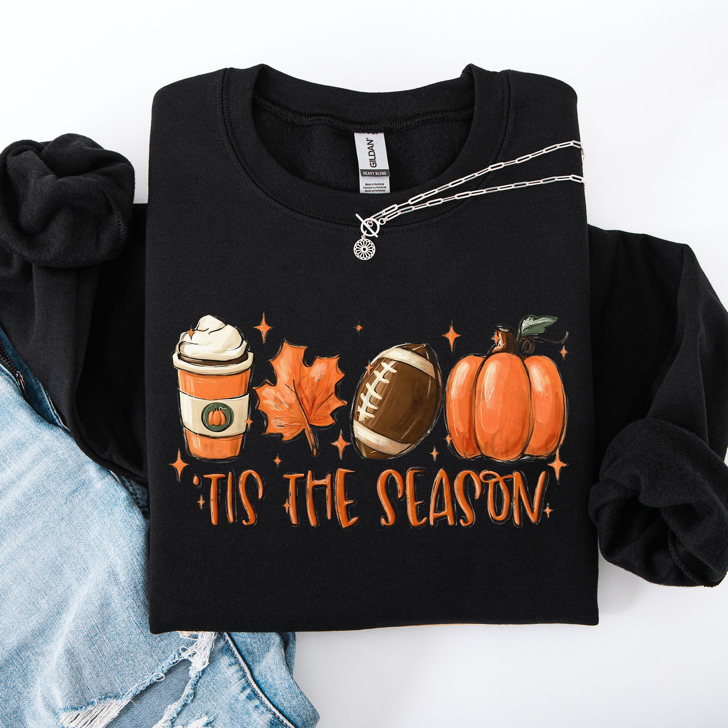 Tis The Season, Football, Game Day, Pumpkin, Coffee, Autumn, Fall Sweatshirt
