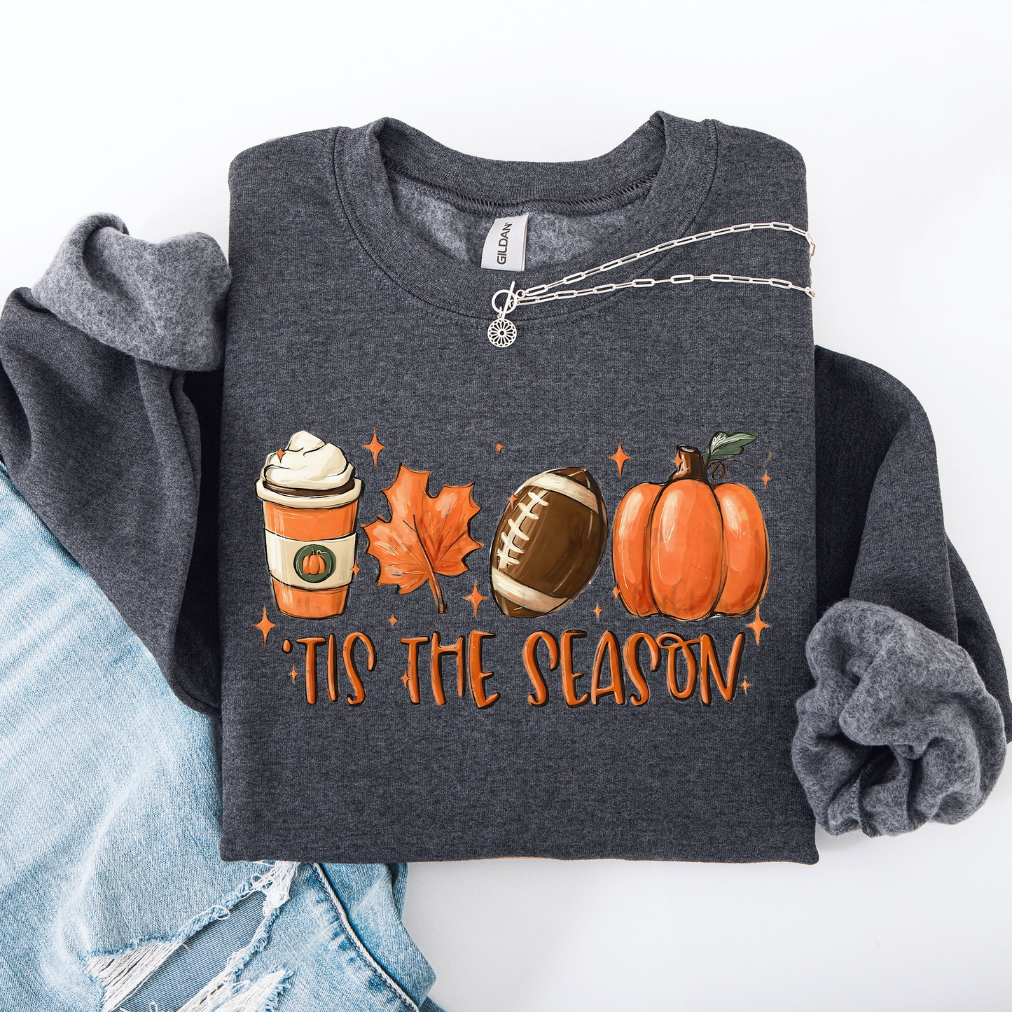 Tis The Season, Football, Game Day, Pumpkin, Coffee, Autumn, Fall Sweatshirt