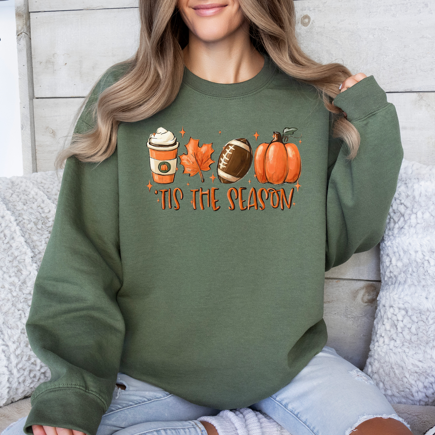 Tis The Season, Football, Game Day, Pumpkin, Coffee, Autumn, Fall Sweatshirt
