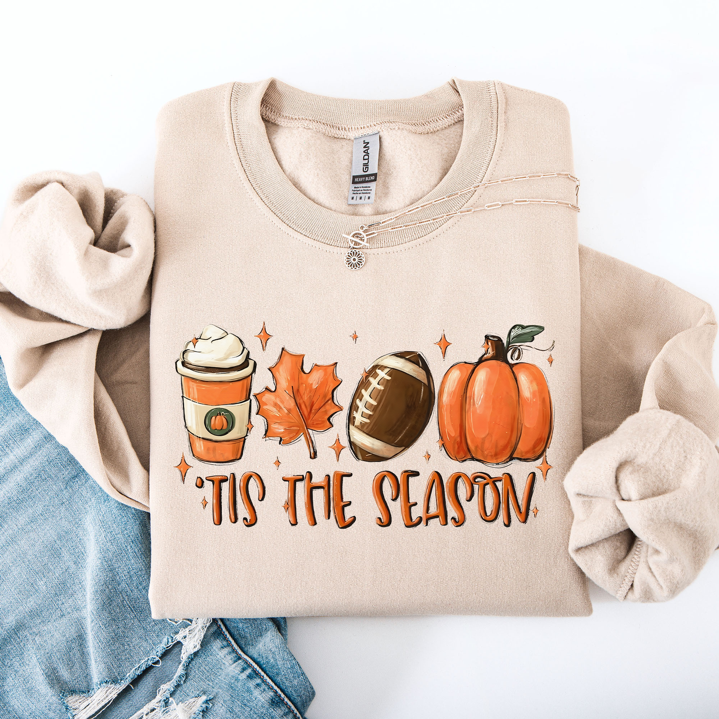 Tis The Season, Football, Game Day, Pumpkin, Coffee, Autumn, Fall Sweatshirt