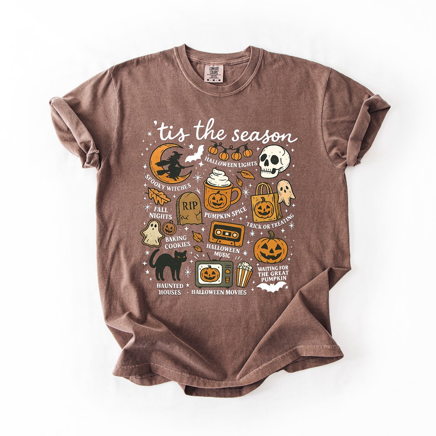 Tis The Season, Halloween, Skeleton, Black Cat, Witch, Ghost, Pumpkin, Comfort Colors T-Shirt