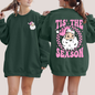 Tis The Season, Retro Santa, Pink, Checkered, Christmas, Front and Back Sweatshirt
